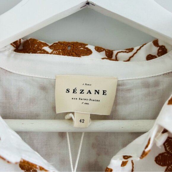New Sezane Robe Sol Broderie Camel Size 10 - Picture 7 of 9